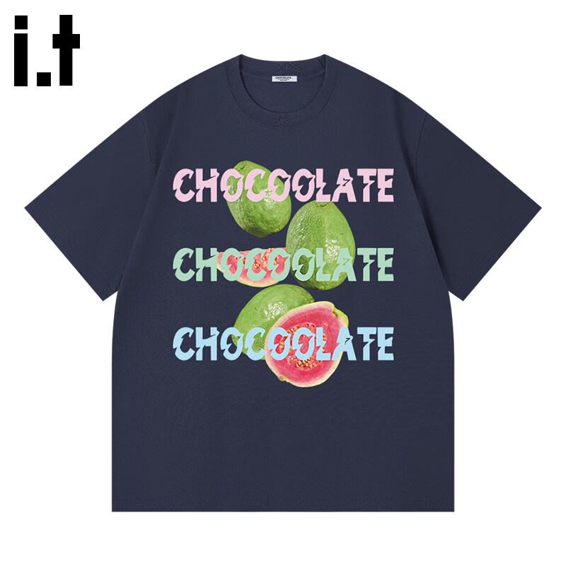 :CHOCOOLATEit Unisex Cotton Relaxed Fit Letter Print Short Sleeve T-Shirt M