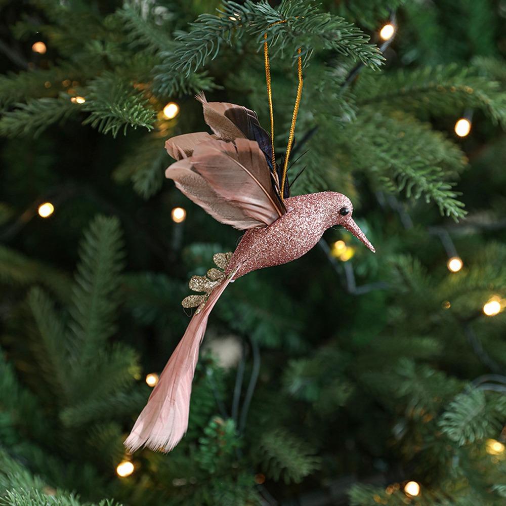 Kunstig Simulert Hvit Fugl Anheng Fargerik Juletrepynt Nyttårsgaver