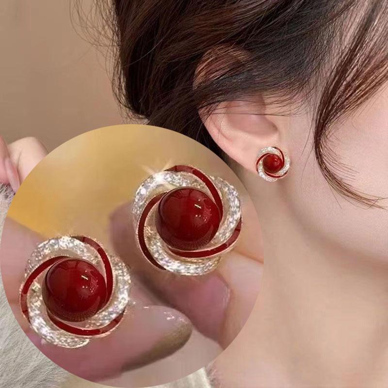 925 Silver Needle Korean Fashion Pearl Stud Earrings For Women Jewelry 2026 Trending New Vintage French Women's Crystal Earrings