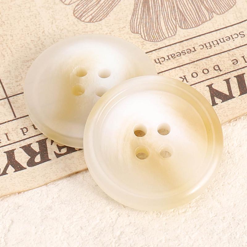 Versatile Beige Resin Coat Buttons: Summer Wear Woolen Round Four-Hole Design for Men and Women