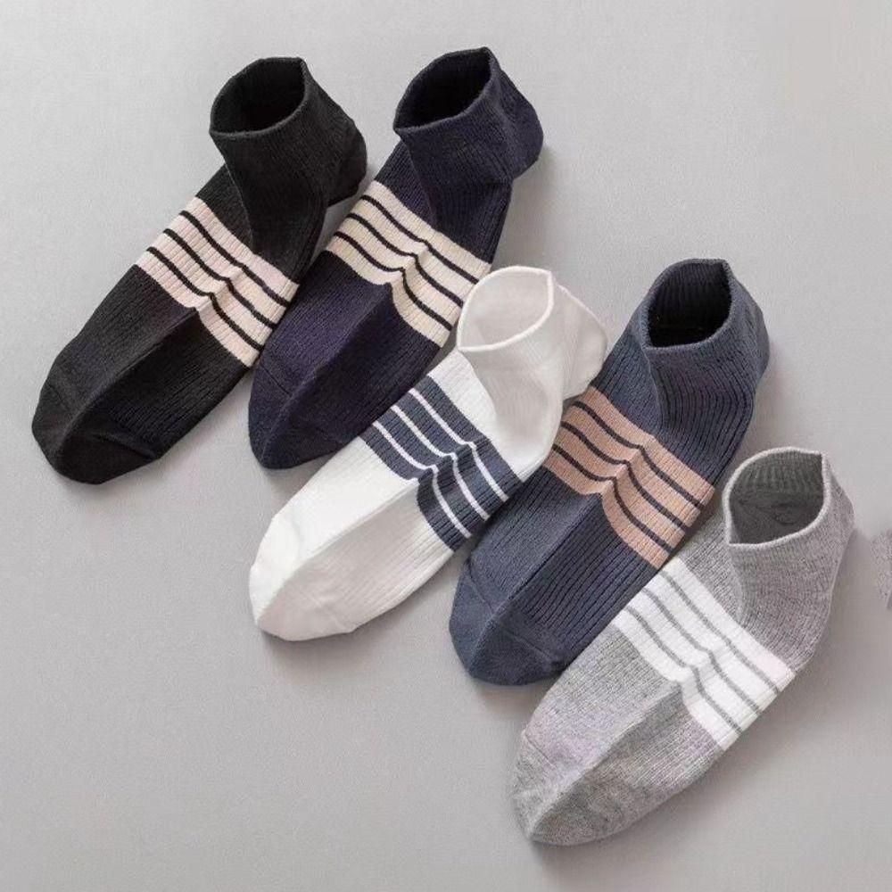10Pairs Cotton Striped Invisible Socks Breathable Men's Tube Socks Ankle Thin Socks  Sport