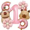 7pcs Capybara Themed Balloon 32 Inch Pink Numbers 1-9 Birthday Balloon Set Children's Party Decoration Birthday Surprise Gifts