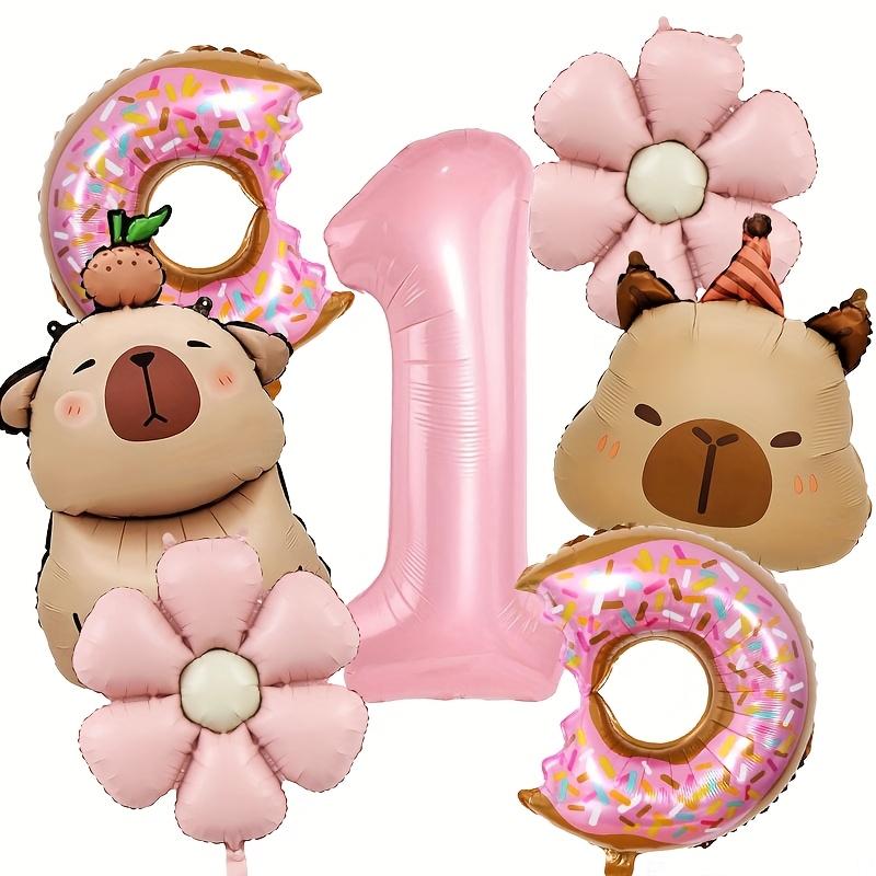 7pcs Capybara Themed Balloon 32 Inch Pink Numbers 1-9 Birthday Balloon Set Children's Party Decoration Birthday Surprise Gifts