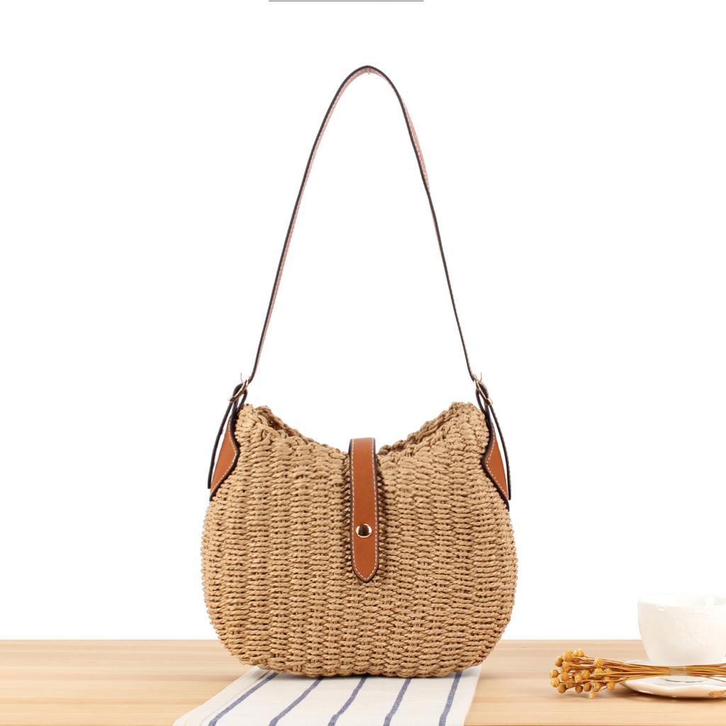 New Arrival Spring Summer Fresh Bohemian Handwoven Straw Unique Artisanal Beach Tote - Casual Versatile Lightweight Eco-Friendly Women's Handbag