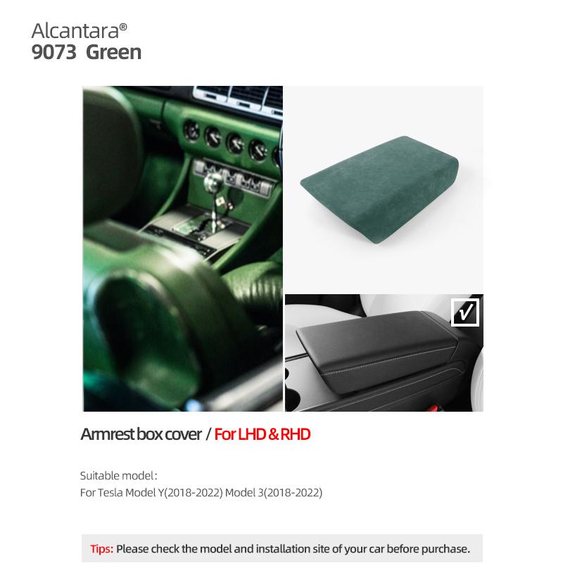 

Betterhumz For Tesla Model 3 Highland Model Y Juniper Made of Alcantara Car Armrest Box Lid Cover Trim ABS Tuning Accessories abs 9073 green