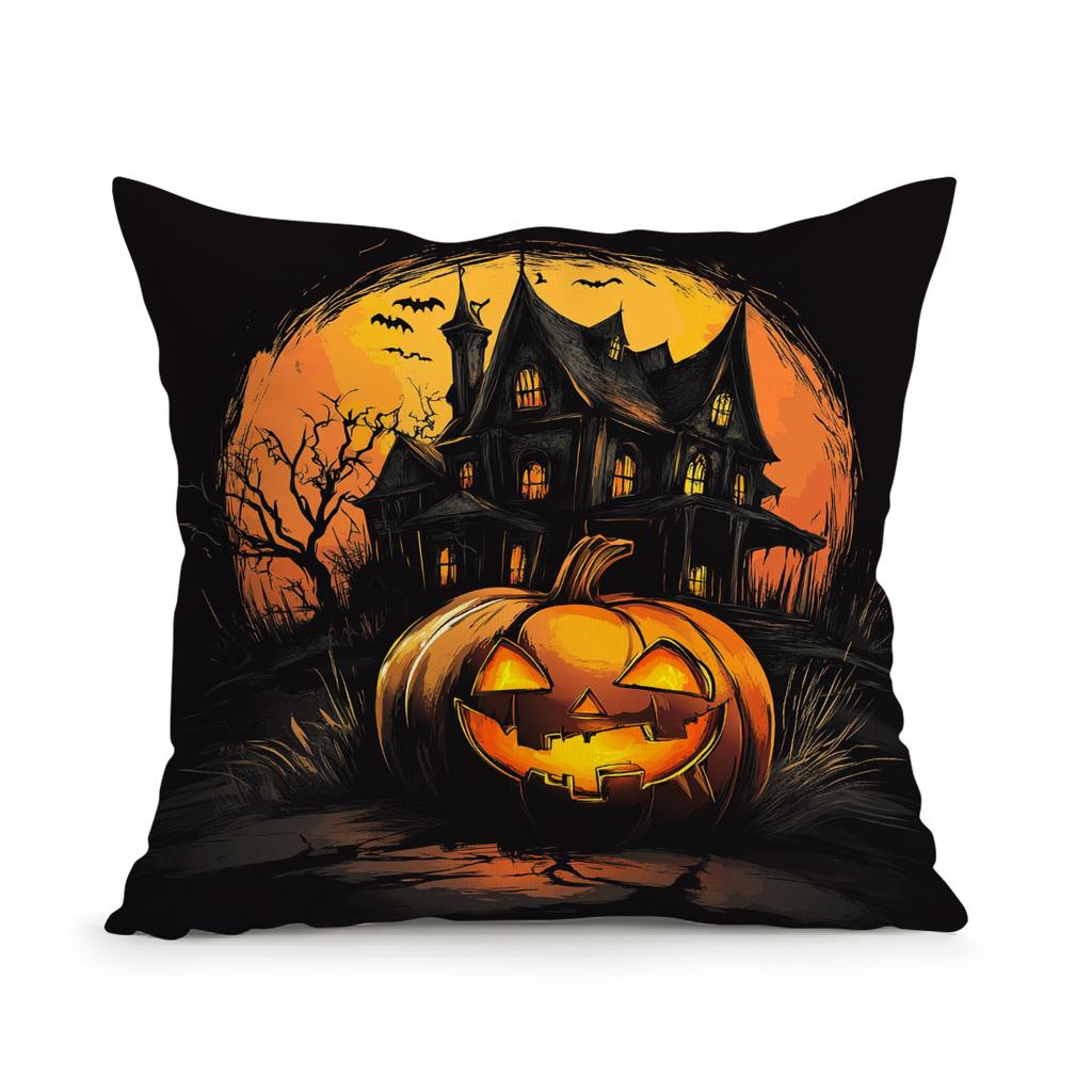 Retro Halloween Design Pillowcase Printed Polyester 45X45Cm Throw Pillowcover Decorative Sofa Cushion Pillowslip Home Decor