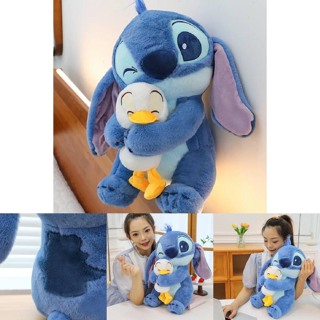 Sevimli Ördek Kucaklayan Stitch Peluş Oyuncak Yumuşak PP Pamuk Dolgulu Bebek Çocuklar ve Kız Arkadaşlar İçin Doğum Günü Hediyeleri
