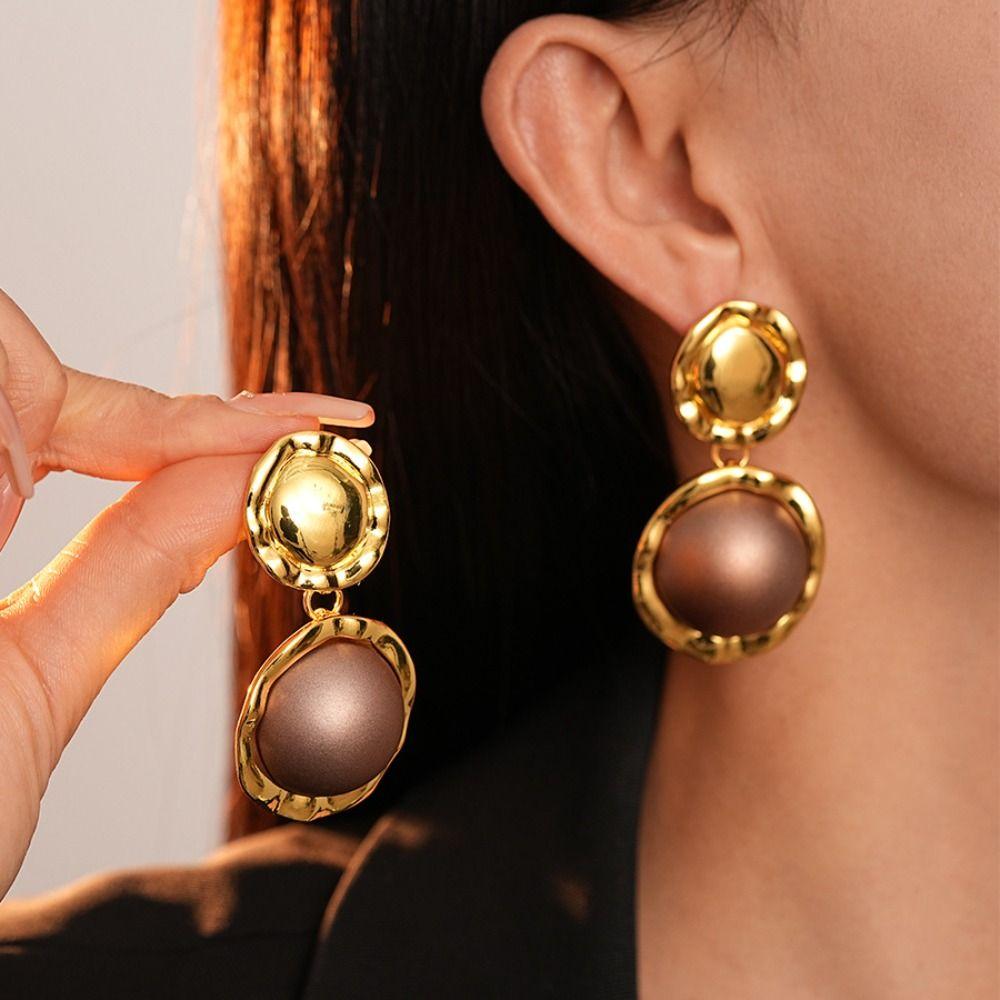 

Pendant Circular Geometric Earrings French Style Ladies Jewelry Silver Needle Earrings Woman