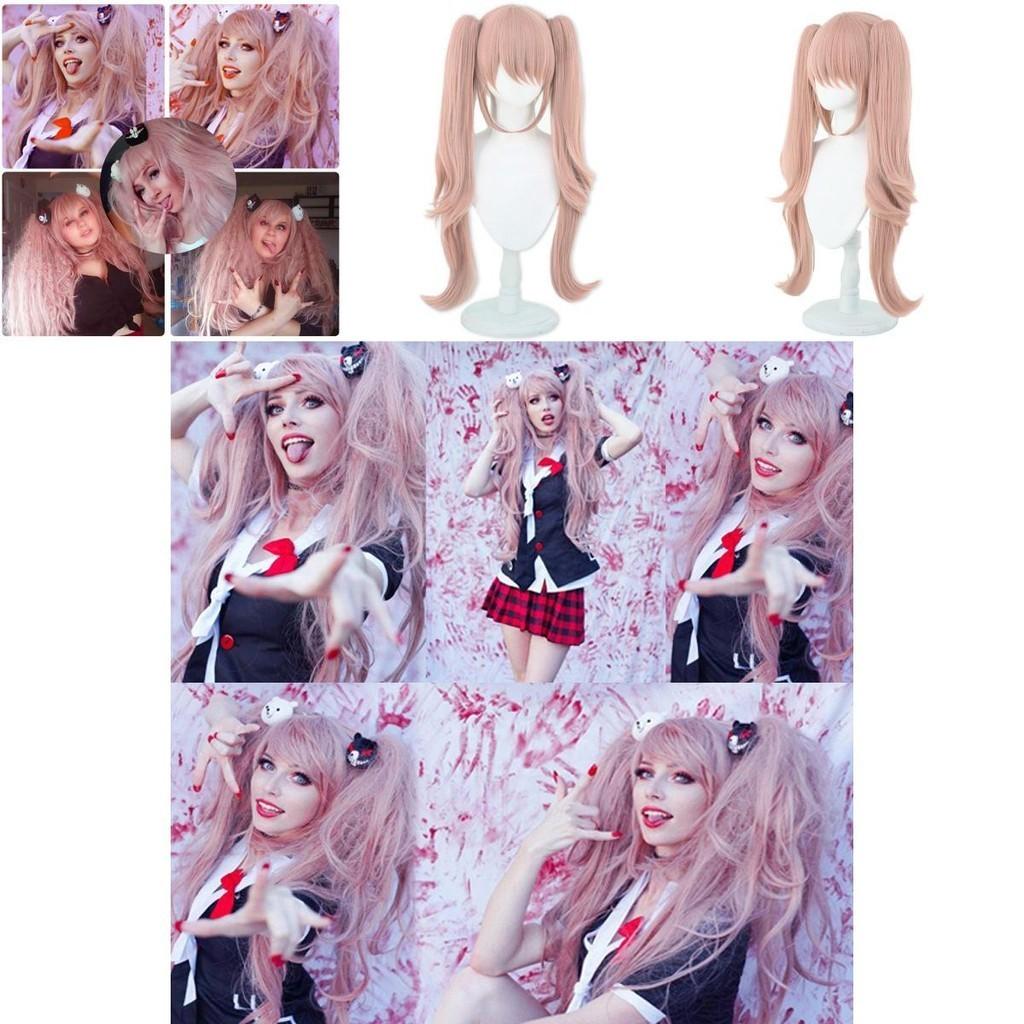 Stunning Danganronpa Junko Enoshima Cosplay Wig With Cute Bear And Bunny Hairclips