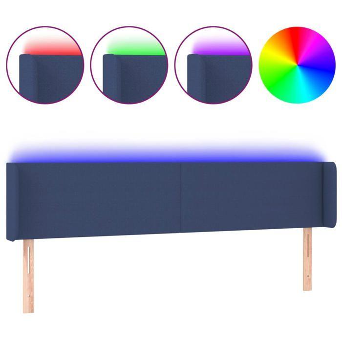VidaXL Tête de Lit à LED Meuble de Chambre à Coucher Accessoire de Lit Double Tête de Cadre de Lit Intérieur Bleu 3122984