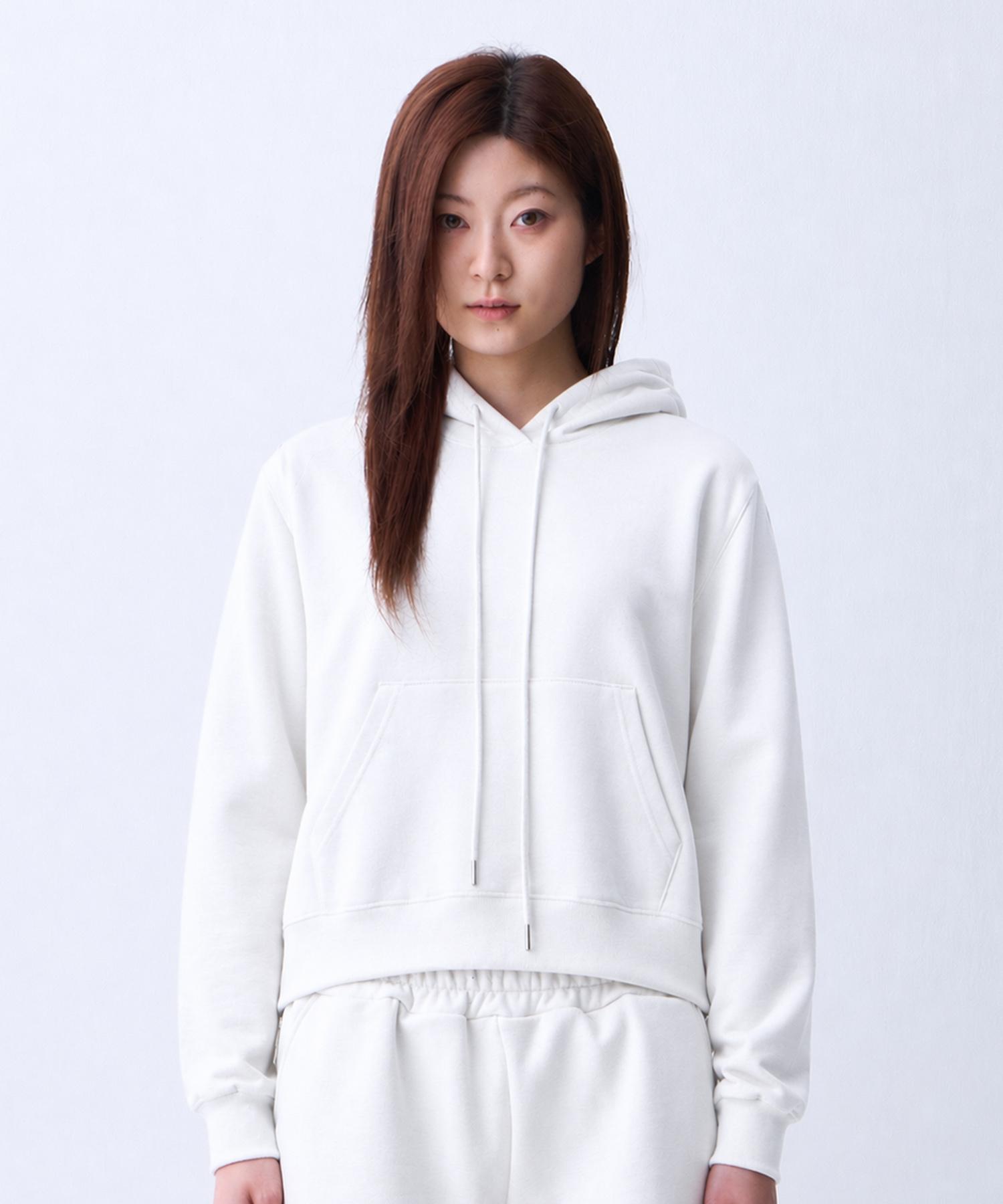 Crush Style Minimal Crop Sweat Hoodie White S