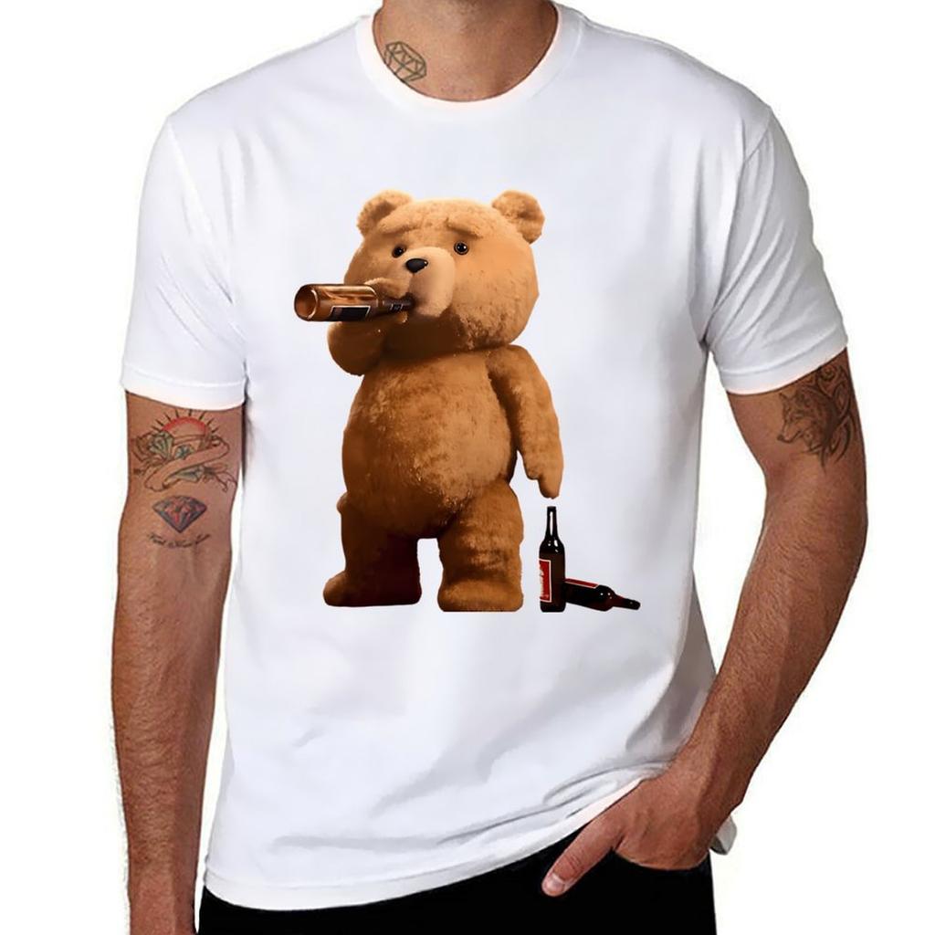 Ted the Bear Drinking Beer T-Shirt T Shirt Custom Print G Man T Shirts for Men T-Shirt
