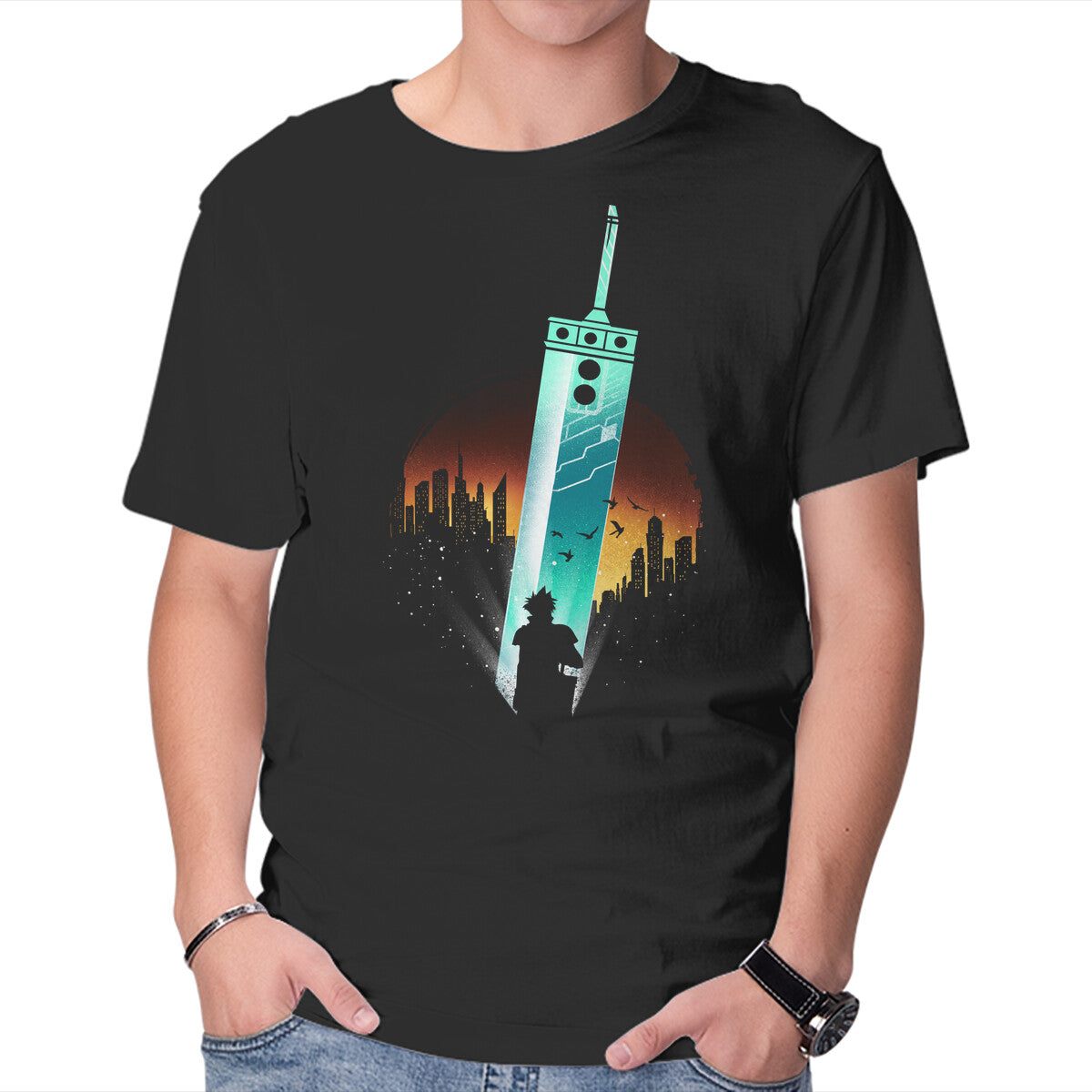 Unisex Crew Neck T-Shirt Buster Sword Graphic Short Sleeve Casual Tee XXL