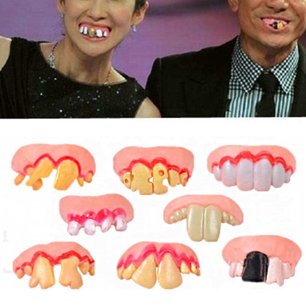 1 Pair Funny Fake Teeth Fangs Cosplay Costume Acssory Party Supplies Halloween Cosplay Humorous Dentures April Fool's Day Gift