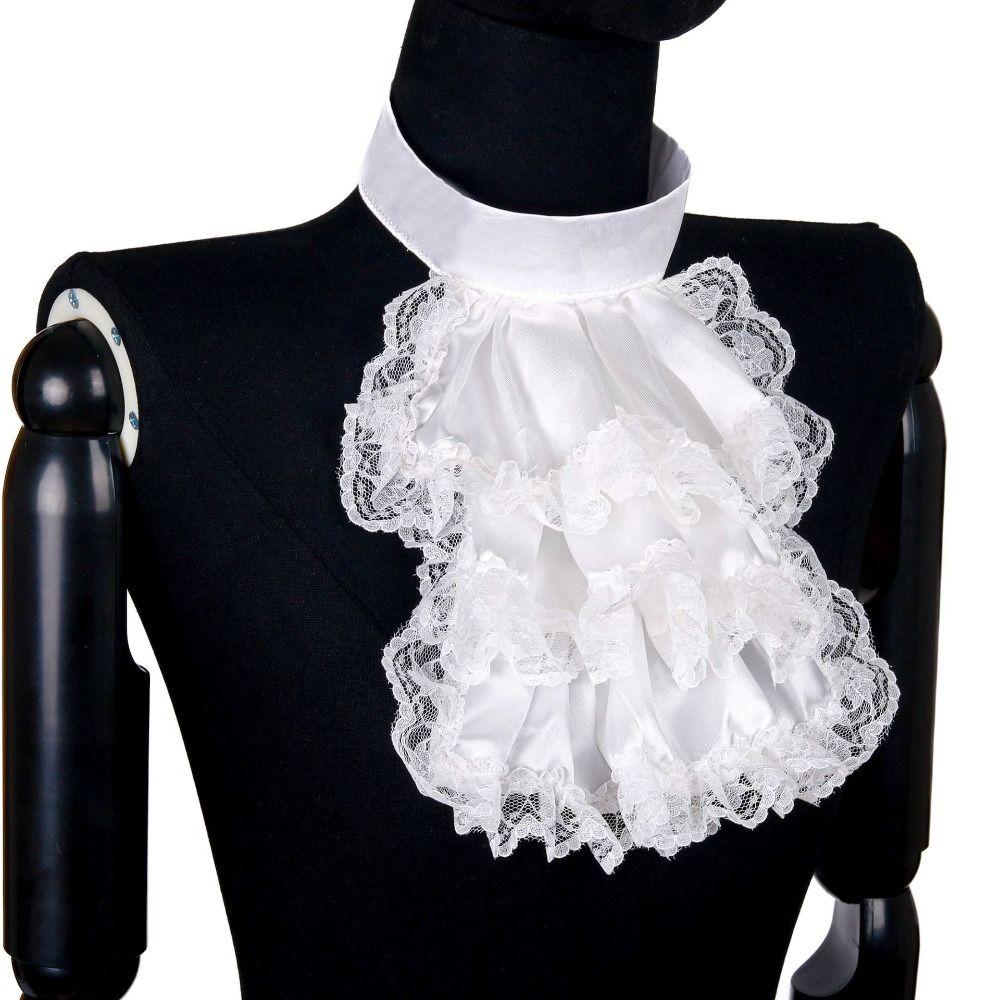 Ruffled Victorian Lace Jabot Detachable Collar Cuffs Set Accessory Set Fake Collar