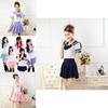 Elegant 3pcs Sailor Uniform Cosplay Costume Featuring Soft Polyester Fabric Design