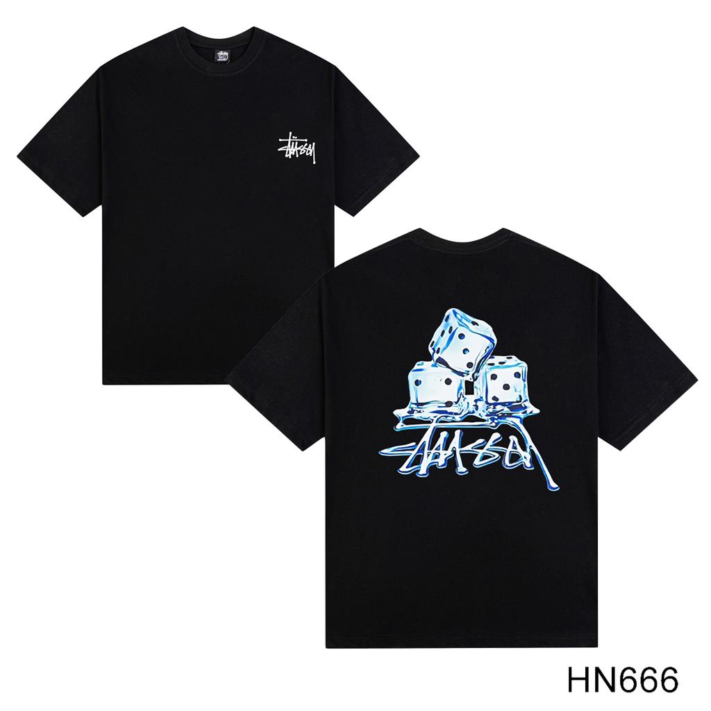 Stussy 2025 Sommer Neues Hochwertiges Rundhals-T-Shirt aus Baumwolle für Männer und Frauen Klassisches Logo mit neuem Musterdruck Paar-T-Shirt