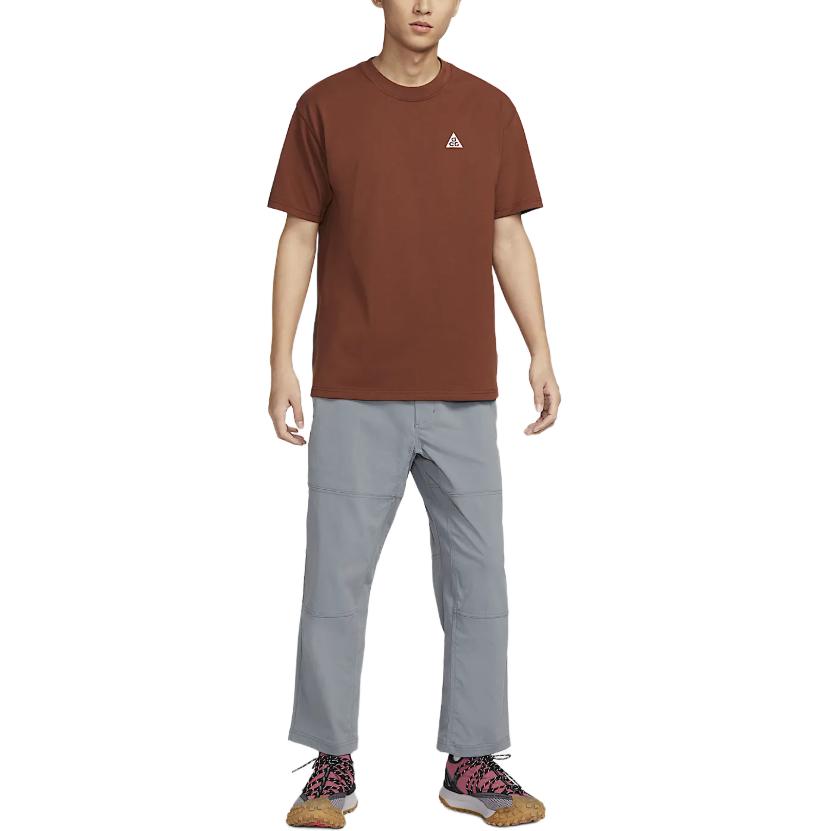 Nike ACG Loose Fit Round Neck Quick Dry Fashion Short Sleeve T-Shirt Men Tops Light-Brown Passionate-Red HJ0799245