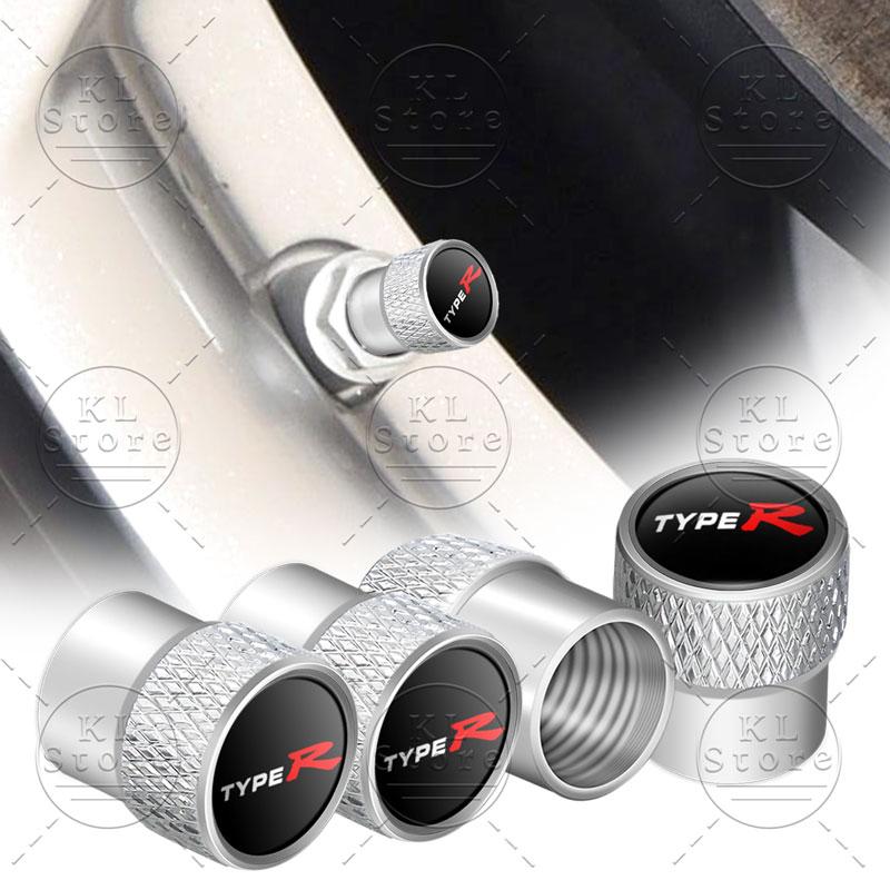 Car Decor 4Pcs Type R Typer Logo Car Wheel Tire Valve Caps Stem Caps Dust Proof Covers For Honda Odyssey Accord Civic CRV Jazz