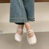 Silver Internet celebrity Mary Jane shoes retro French skirt popular new flat 2025 light mouth single shoes women's summer