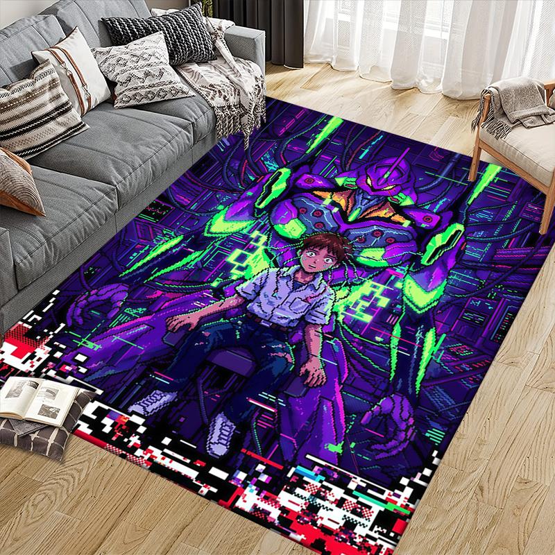 Shinji Ikari Home Sofa Decoration for Living Room & Bedroom, Non‑Slip Play Flannel Floor Mat for Game Room