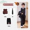 Boys' Chinese-Style Embroidered Velvet Vest and Suit for Autumn/Winter Photography and Performance