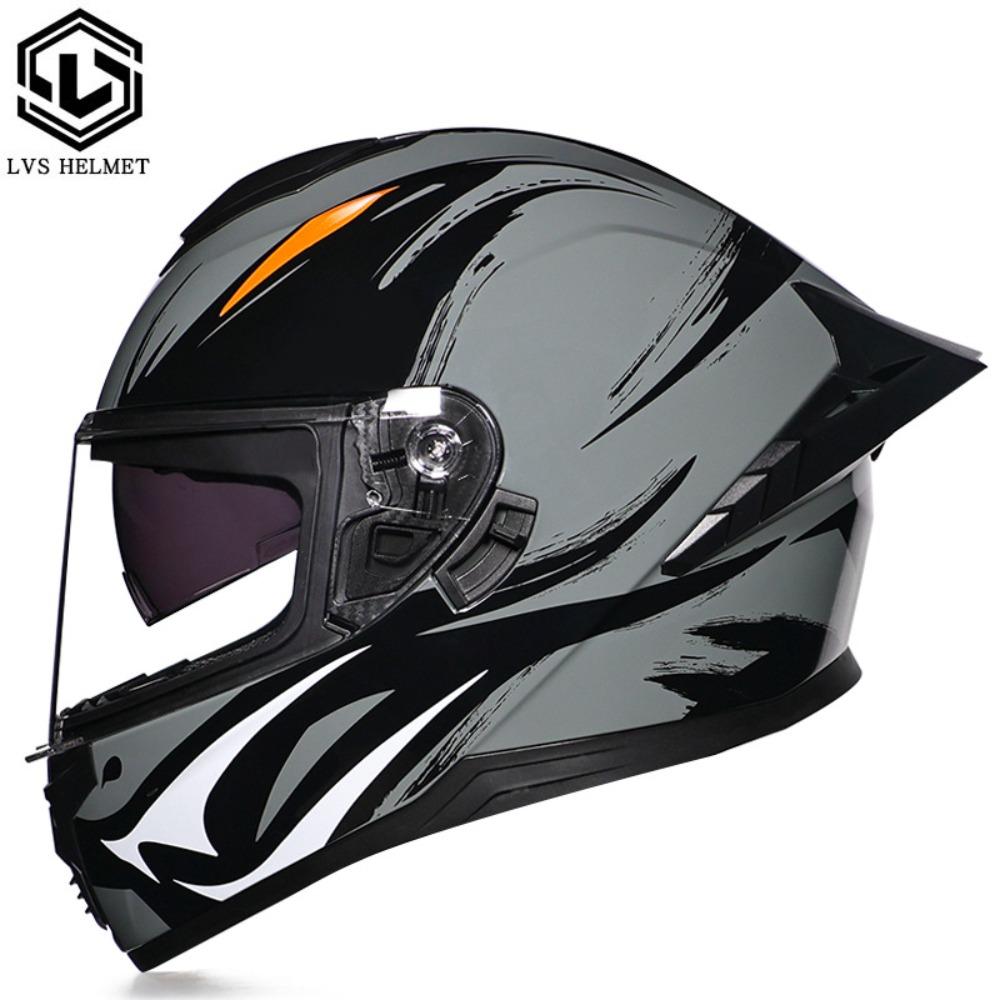 DOT Full Helmet Double Mirror Helmet Men's Four-season Universal Hard Hat Female Knight Locomotive Double Lens