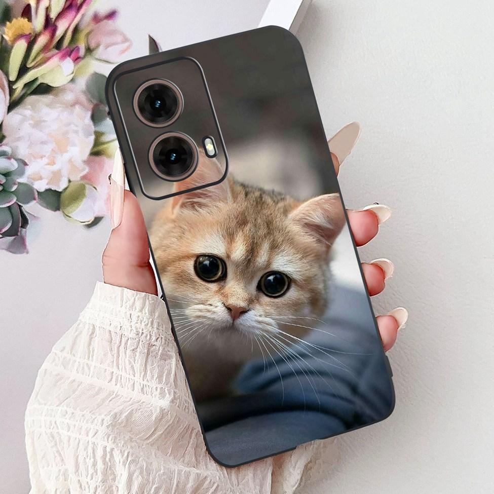 For Motorola Moto G85 Case Silicone Cute Cat Fashion Flowers Painted Back Cover For Motorola G85 Moto G85 Phone Case XT2427-3