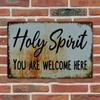 Christian Holy Spirit Welcome Metal Sign Vintage Wall Art Religious Decor Tin
