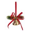 Holiday Home Decorations Christmas Bow Ornaments with Gold Jingle Bells, Xmas Tree Hanging Wreath Retail Window Displays Pine Cones, Red Berries