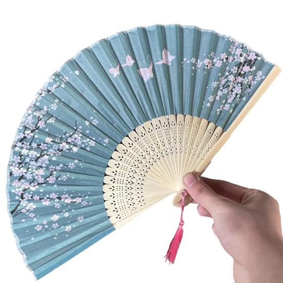 Bamboo Folding Fan Dance Lightweight Hand Fan with Hollow Carving Bamboo Tassel Cooling Wedding Favor