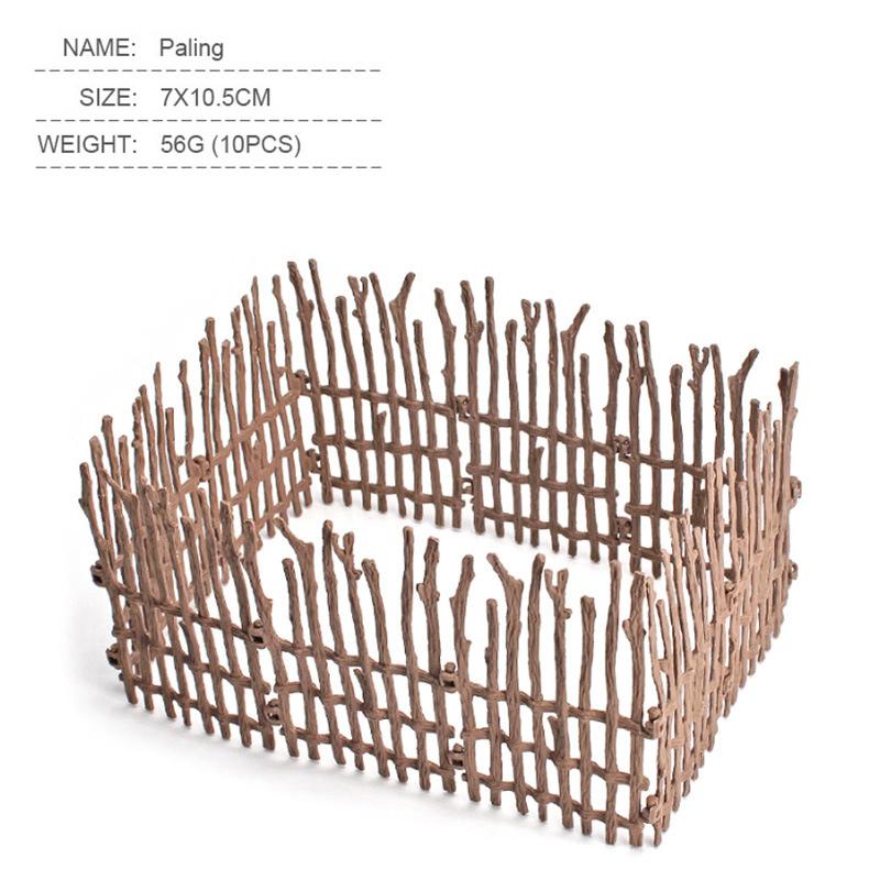 10Pc/Set Fence Decoration Model Simulation Farm Ranch Diy Sand Table Fence Accessories Static Trumpet Children Toy