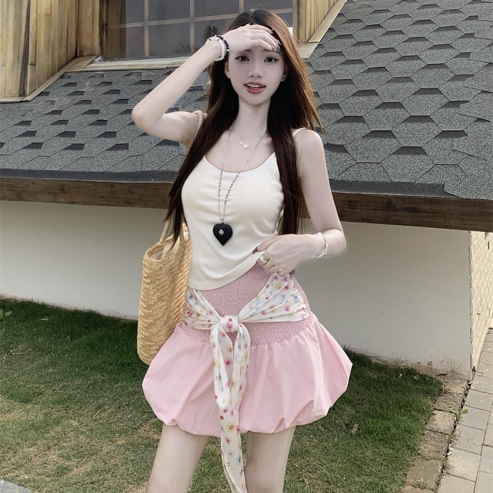 Pink Bow Tube Top Two Wear Women's Summer Pure Desire Sweet and Spicy Style Small Man Chest Wrap Inside Top Outside Wear