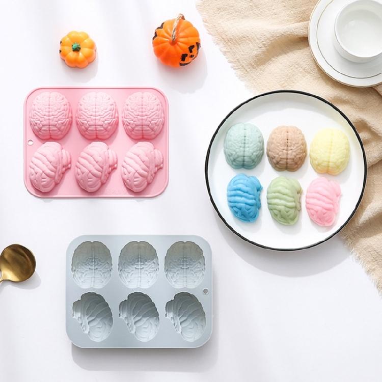 6-fach Gehirnform Silikonform Fondant Schokoladenform Mousse Fondant Eiswürfelform für Kuchen Dekoration Antihaft
