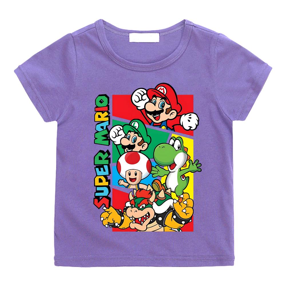 Super Marios for Children Cotton Tee Shirt Crewneck Short Sleeve T Shirt Anime Fashion for Boys Girls Clothing Cartoon Tees High Quality Casual Top
