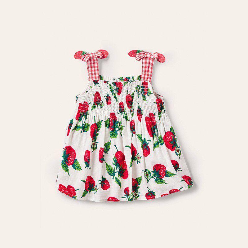 Girls' Dress Baby Cotton and Linen Strawberry Doll Dress 2023 Summer Dress Small Kidsren's Fashionable Princess Dress Beach Dress