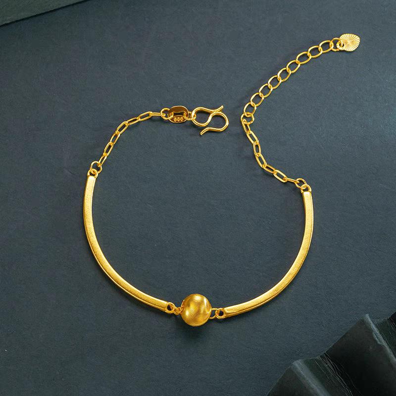 Elegant Cat s Eye Transfer Bead Half-Bangle Bracelet for Women, Vietnamese Sand Gold, Niche, Exquisite Light Luxury Jewelry.
