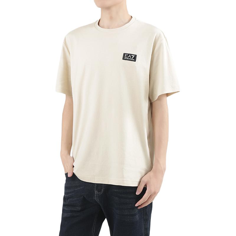 Emporio Armani Ea7 Round Neck Casual Short Sleeve Cotton T-Shirt Men tops Almond-Milk 7M000516-AF14616-U1079