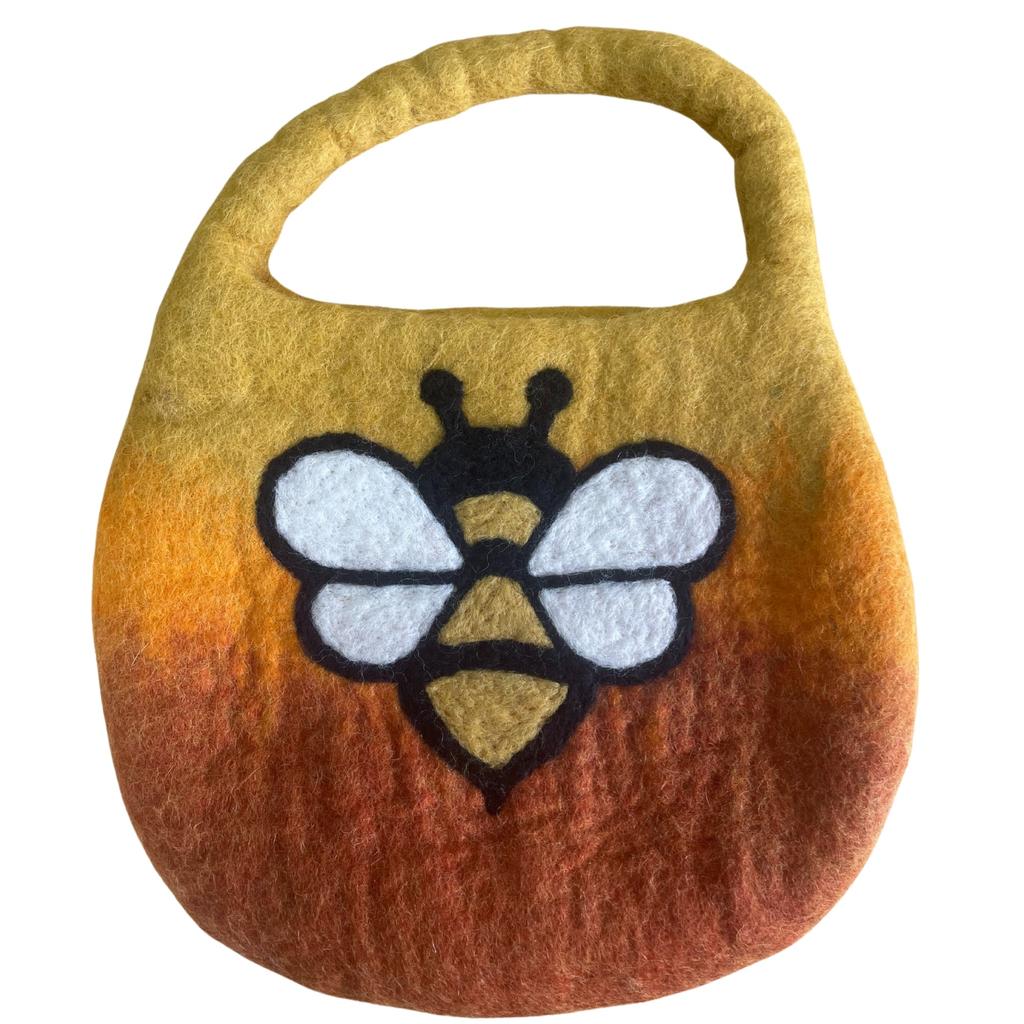 Water Felted Bee Bag – One Handle with Magnet – Sunrise Orange