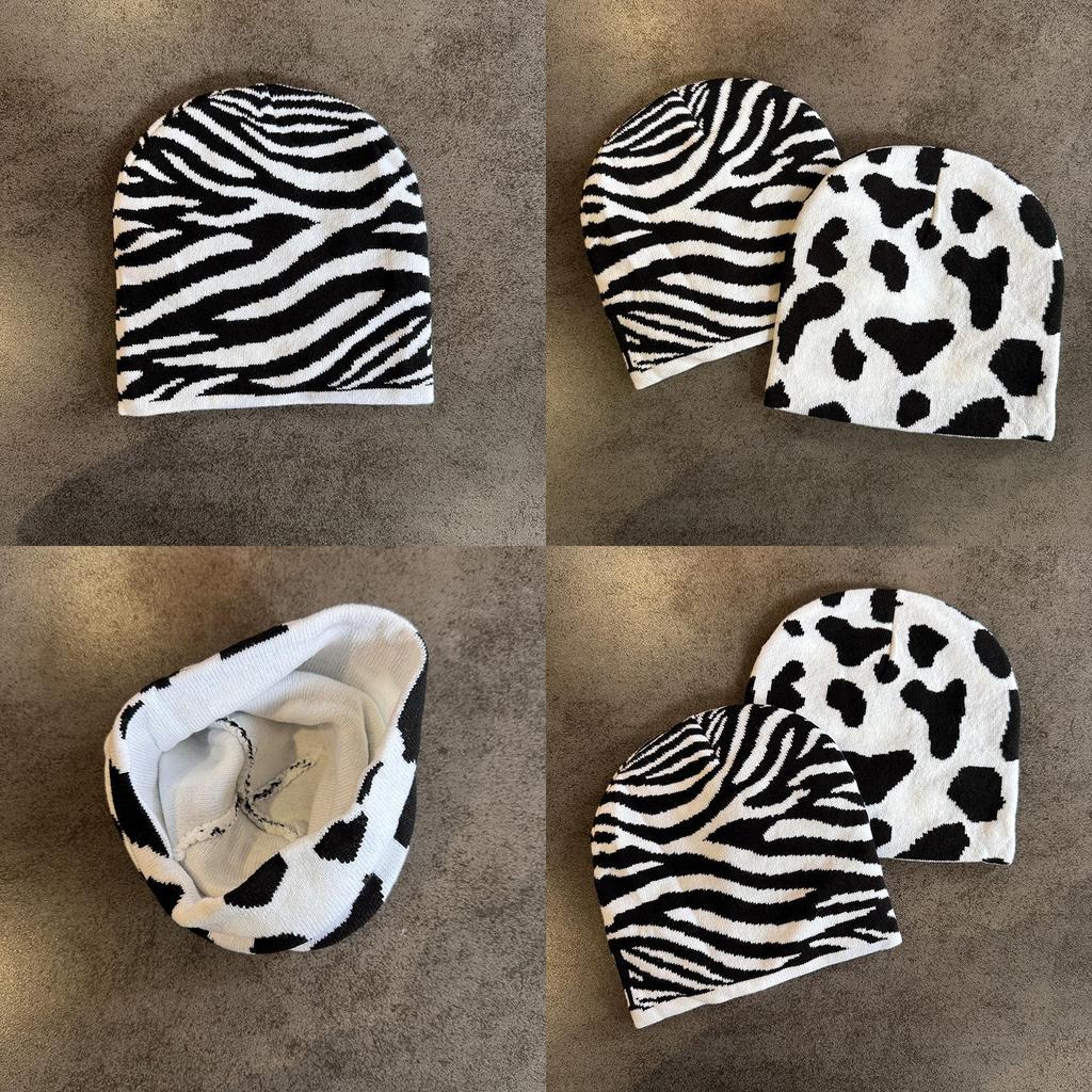 Modern Zebra Knit Cap With High Top Style For Men And Women Warmth And Trendy Autumn Winter Accessory