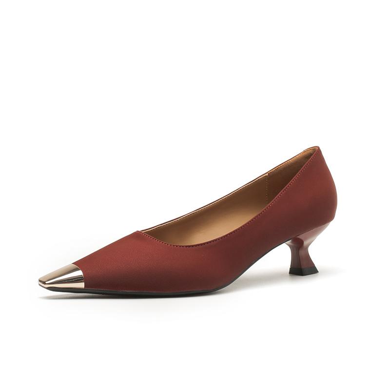 Fashion Metal Head High Heels Women's Summer Fashion Low Heel Commuter Four Seasons Pumps Cat Heel Daily Women's Shoes Mid Heel Pumps