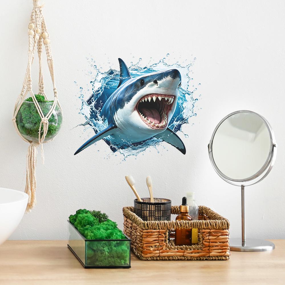 Creative Hole Sticker - Shark Bathroom/Washroom Home Decor Wall Covering Wallpaper