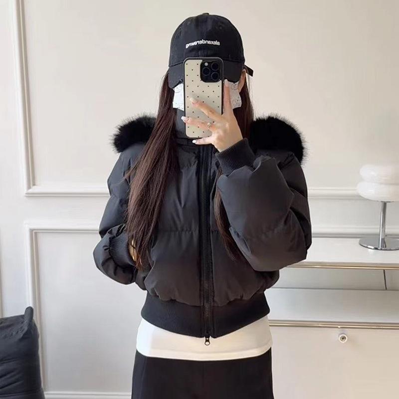 White duck down Korean version short down jacket for women's winter new big fur collar thickened warm small bread jacket