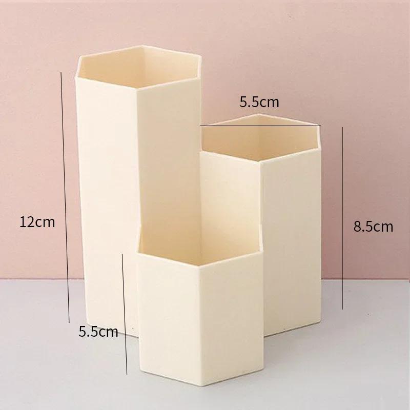 1 Piece Simplicity Pencil Holder Solid Color Series Frost Pen Organizer Multifunctional Make Up Brush Holder Student Supplies