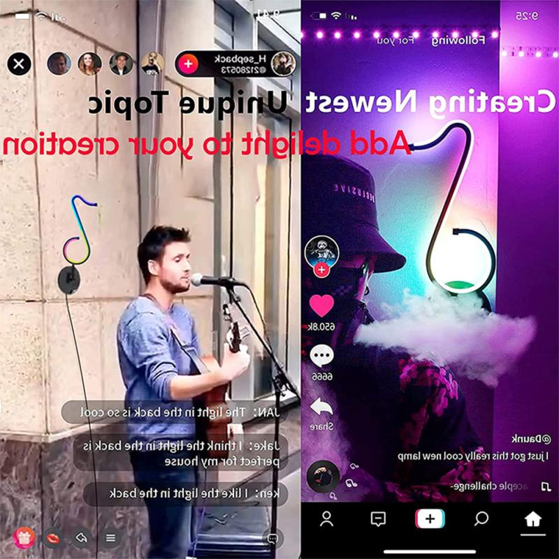 Led Musical Note Light Colorful Rgb Atmosphere Table Lamp Bedside Night Light For Bedroom Office