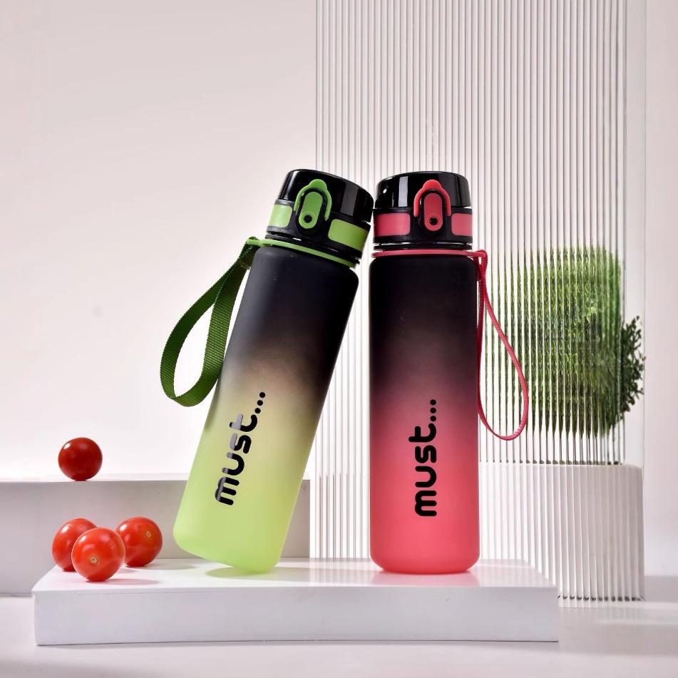 Water bottle Macaron gradual change plastic water cup men and women high value sports kettle PC bounce matte cup