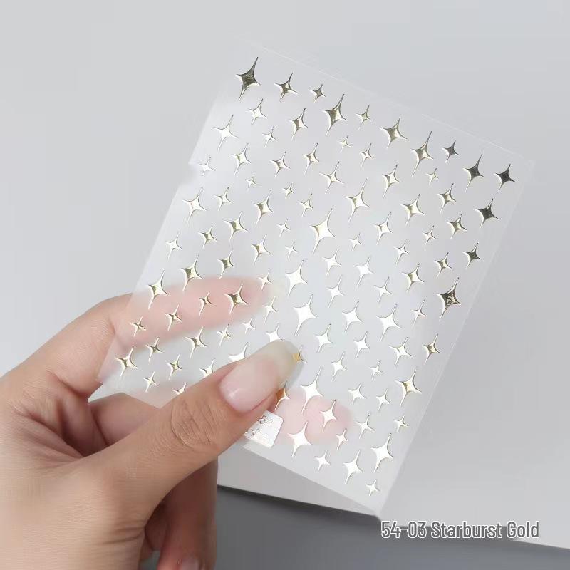 Aha Dreamy Starburst Nail Stickers - Gold, Silver, Black & White Japanese Crescent Stars