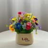 Vivid Multicolor Artificial Flower Potted Plastic with Flowerpot Faux Plant Bonsai Photo Props Simulation Flowerpotted Gift