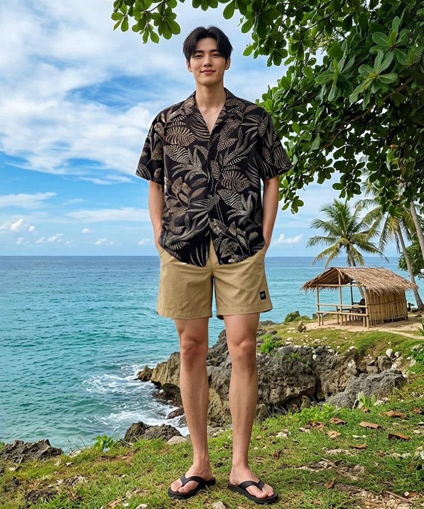 Helingbon Men'S Hawaiian Shirt Loose Fit Resort Short Sleeve /Nj108M