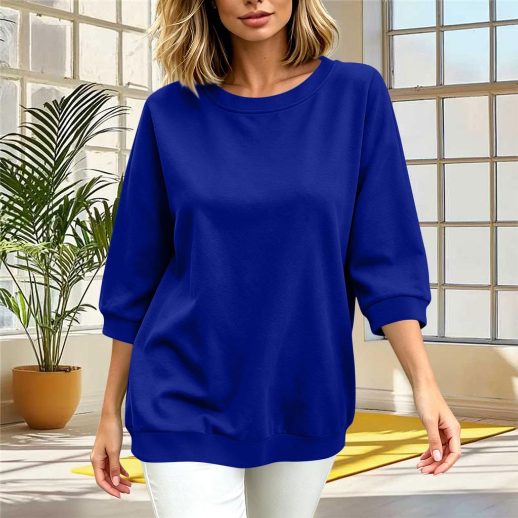 Women's Casual Three-Quarter Sleeve T-Shirt Top for Everyday Wear